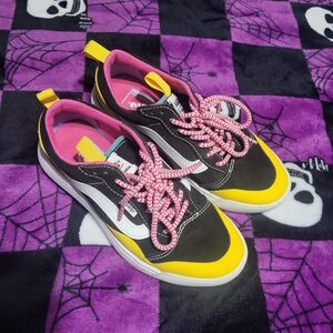 Vans Ultrarange Black, Yellow, and Pink Sneakers